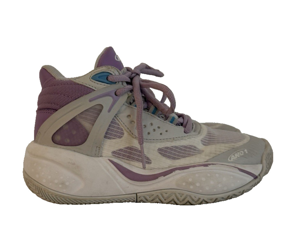 AND1 Girl/Boys Basketball Shoes Little Kid Size 1 Revel Mid High Top Purple